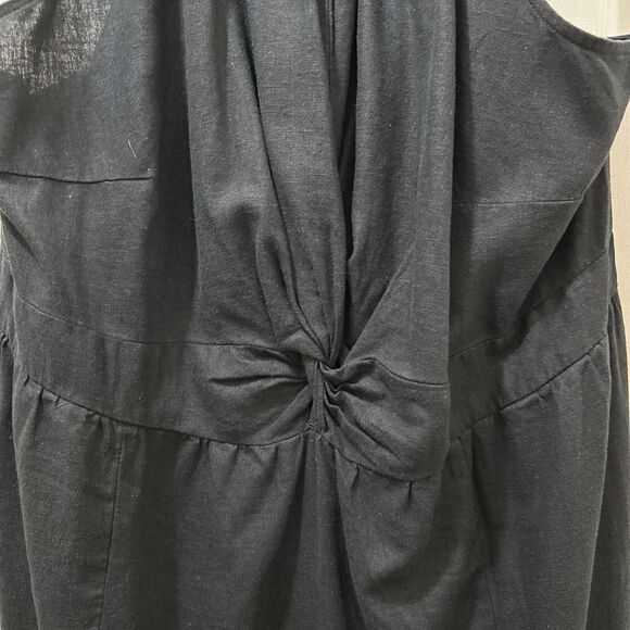 Ava & Viv Womens Midi Sheath Dress Size 2X Black Linen Sleeveless Classic LBD - Picture 6 of 14